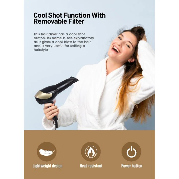 Geepas GHF86055 3-in-1 Hair Dryer, Hair Straightener & Hair Curler | 2200W Power| Ceramic Plates| Cool Shot Function| PTC Heater| 360° Swivel Cord & LED Power Indicator - Image 4