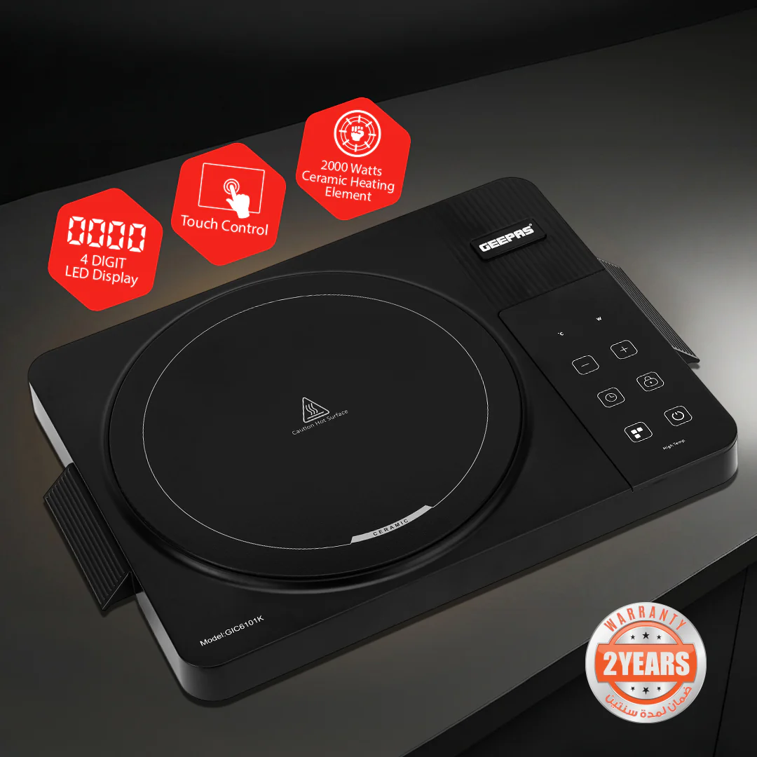 Geepas Digital Infrared Cooker GIC6101 | 2000W High Power  Electric Cooker| Touch Control | Digital Display| Large Heating Plate| Multi Functions | 2 Year Warranty - Image 2