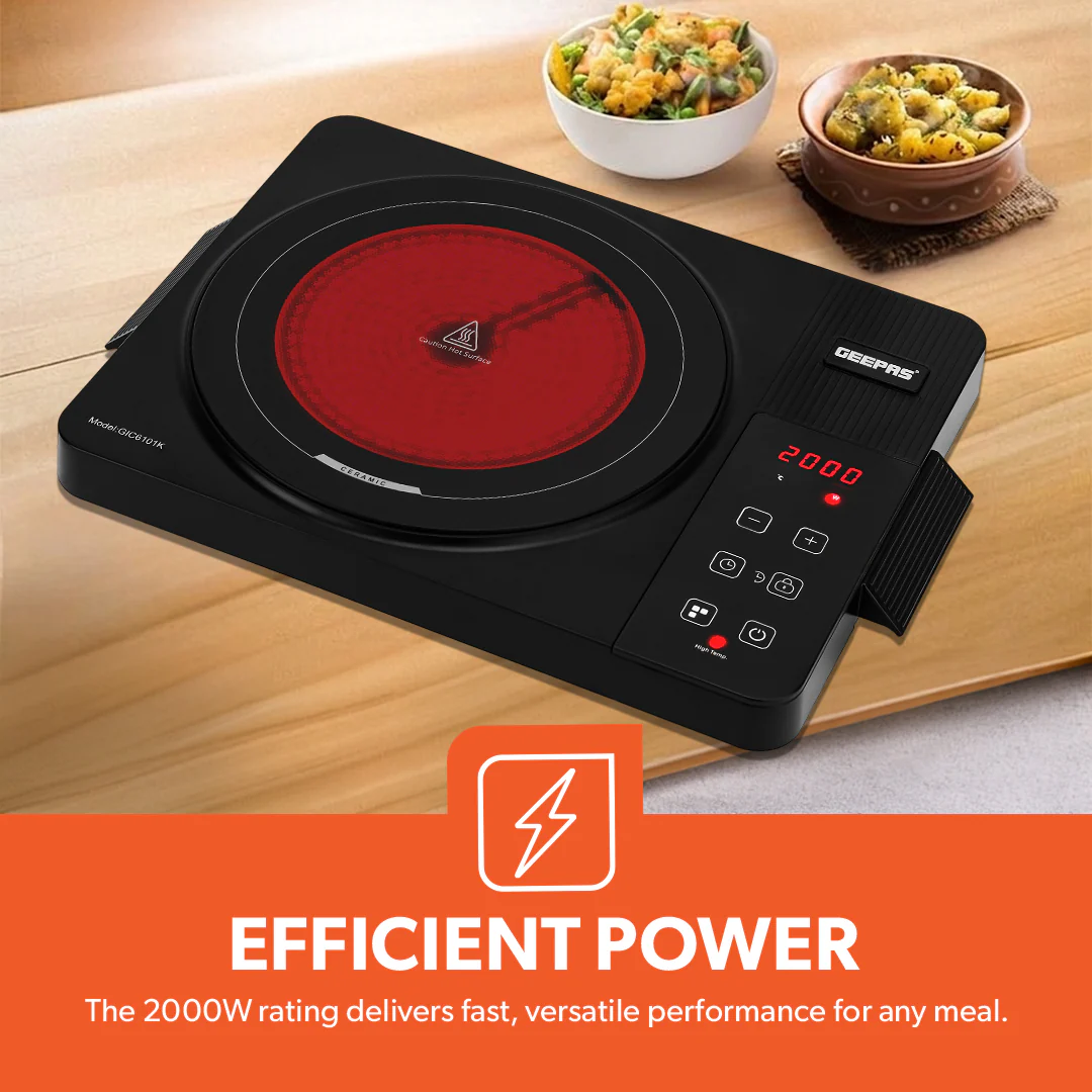 Geepas Digital Infrared Cooker GIC6101 | 2000W High Power  Electric Cooker| Touch Control | Digital Display| Large Heating Plate| Multi Functions | 2 Year Warranty - Image 6