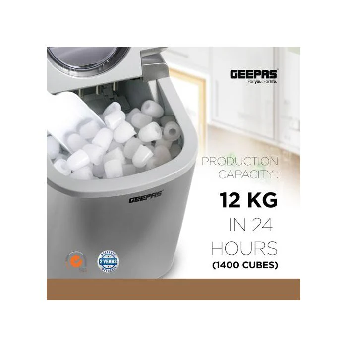 Geepas GIM63015UK Ice Cube Maker, Two Sizes, Produces 12kg Ice in 24 Hours - Ice Container 700g, Water Container 2.2L, Ecological Gas, Automatic Functioning - Image 3