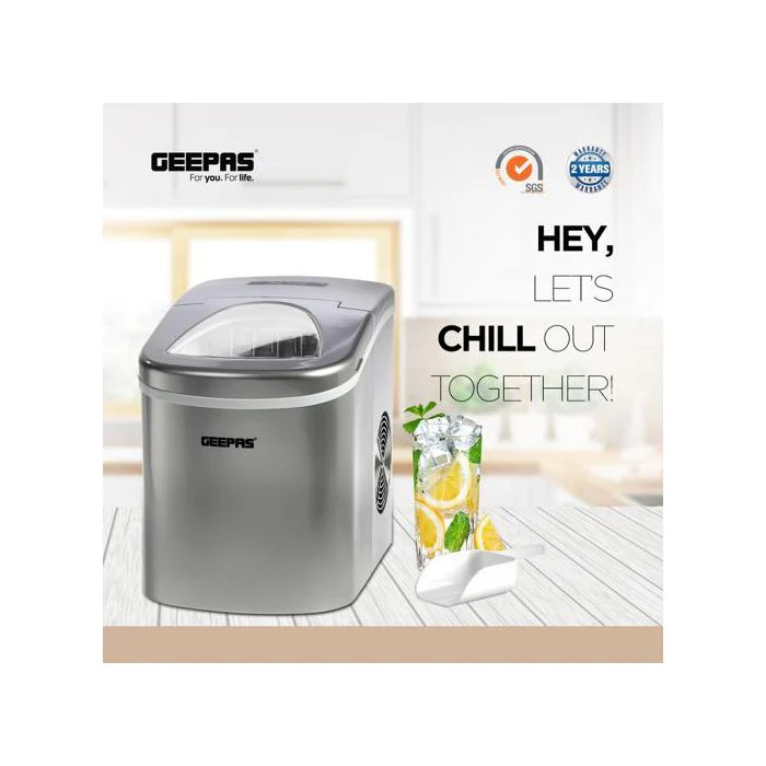 Geepas GIM63015UK Ice Cube Maker, Two Sizes, Produces 12kg Ice in 24 Hours - Ice Container 700g, Water Container 2.2L, Ecological Gas, Automatic Functioning - Image 4