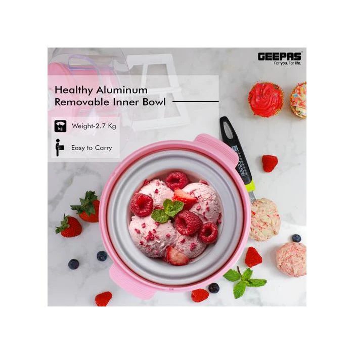 Geepas GIM63027UK Ice Cream Maker Machine - BPA Free | Makes Delicious Soft Ice Cream, Gelato, Frozen Yoghurt & Sorbet Machine with Easy to Clean Aluminum Bowl - 1.5QT | 2 Years Warranty - Image 15