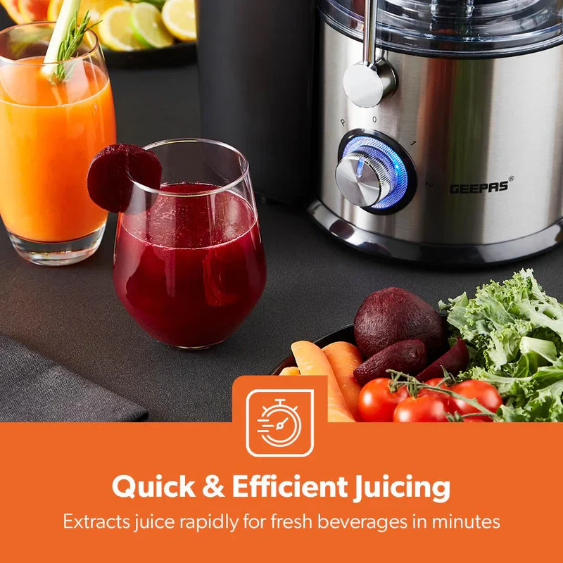 Geepas GJE46011 Powerful Juice Extractor | 1.2L Large Capacity Juicer | 800W | Stainless Steel Body| 2 Speed Control| Safety Locking Arm| Easy to Clean| 2 Year Warranty - Image 6
