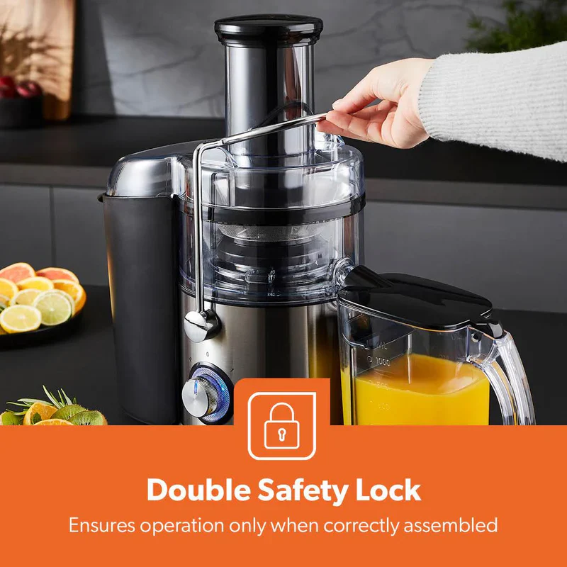 Geepas GJE46011 Powerful Juice Extractor | 1.2L Large Capacity Juicer | 800W | Stainless Steel Body| 2 Speed Control| Safety Locking Arm| Easy to Clean| 2 Year Warranty - Image 9
