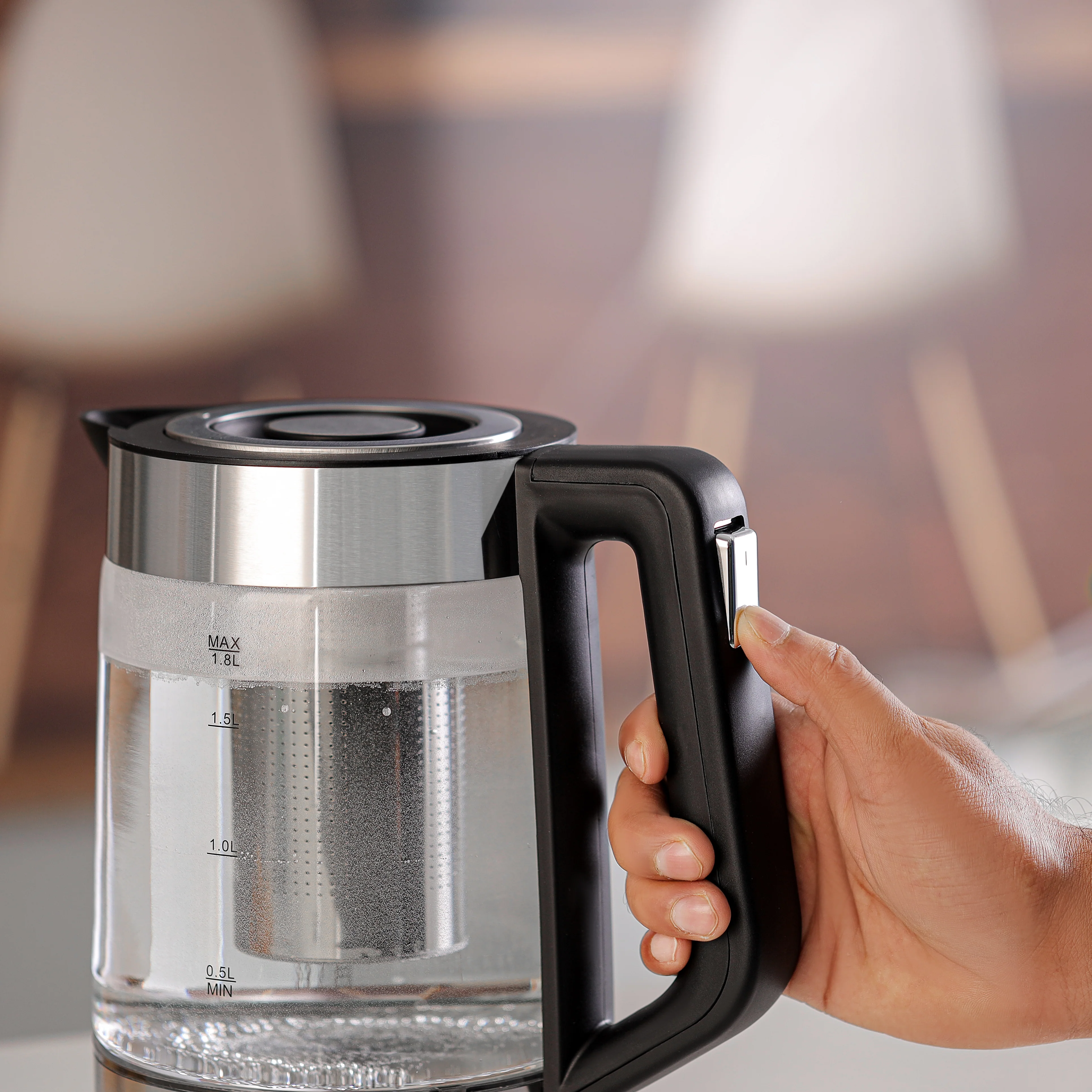 Geepas GK38049 1.8L Electric Glass Kettle | Powerful 2200W Fast-Boil Design | S/S Tea Filter| LED Illumination| Automatic Shut-Off| Boil Dry Protection & Durable  Body - Image 4