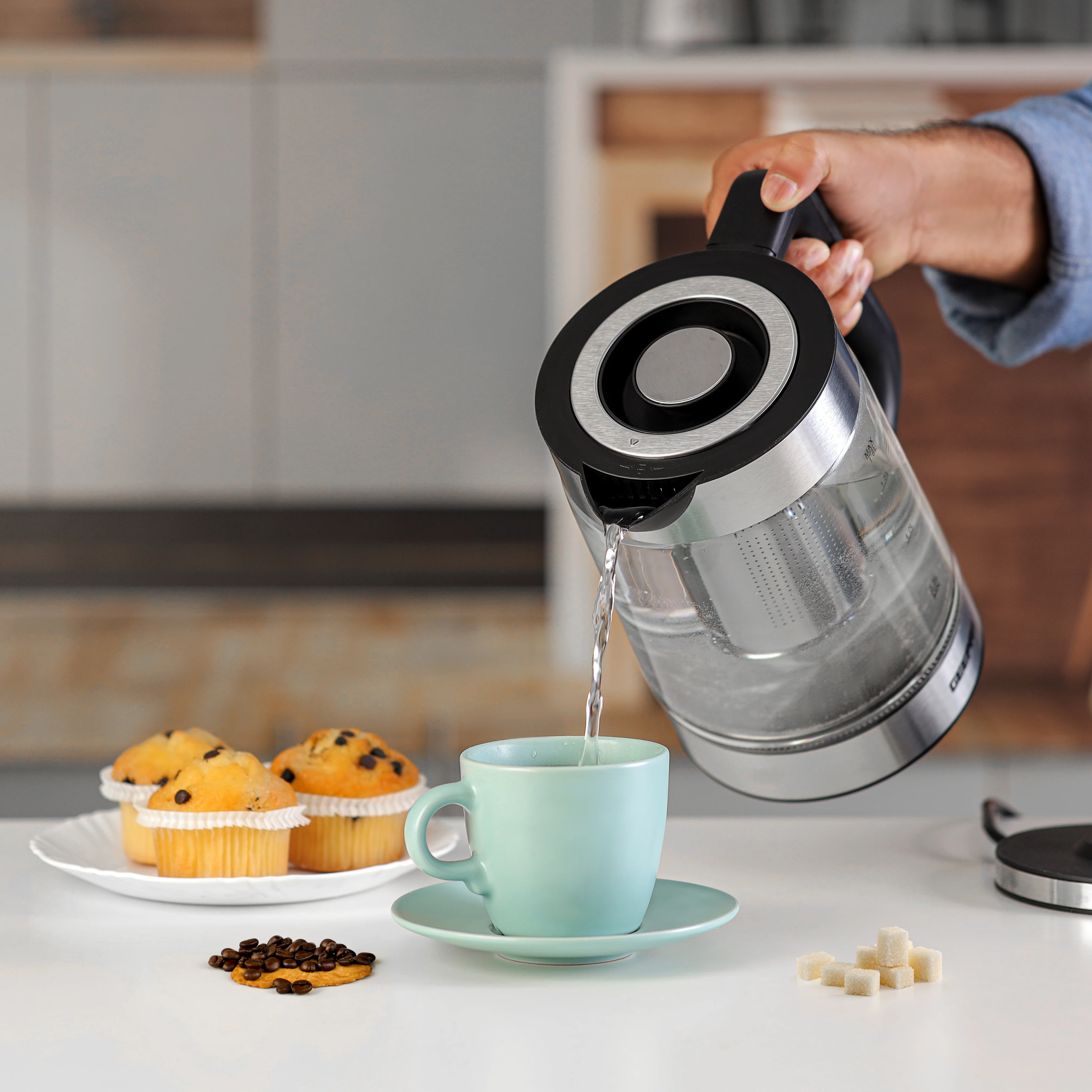 Geepas GK38049 1.8L Electric Glass Kettle | Powerful 2200W Fast-Boil Design | S/S Tea Filter| LED Illumination| Automatic Shut-Off| Boil Dry Protection & Durable  Body - Image 5
