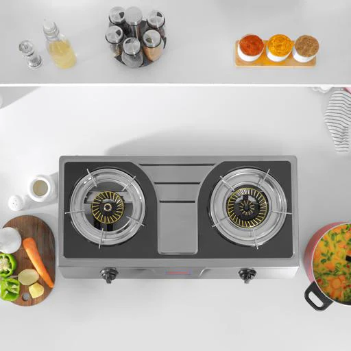 Geepas GK6856 Stainless Steel Gas Cooker | 2 Cast Iron Burners | Automatic Ignition System | High Efficiency 5.6KW Power | Low Gas Consumption | Save 60% |2-Year Warranty - Image 3
