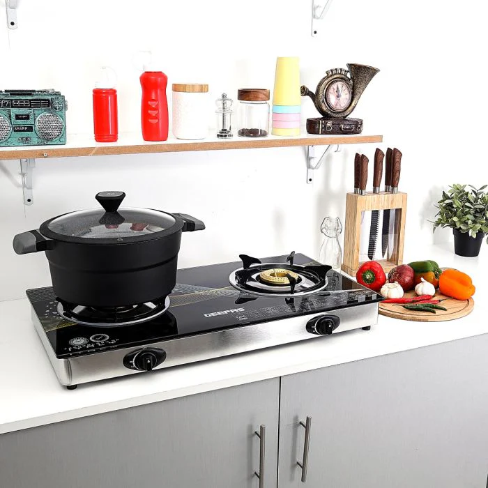 Geepas GK6879 Stainless Steel Gas Cooker | 2  Burners | Auto Piezo Ignition | Flame Failure Safety  | 5.4KW Power |Low Gas Consumption | Save 60% Energy |2 Years Warranty - Image 4