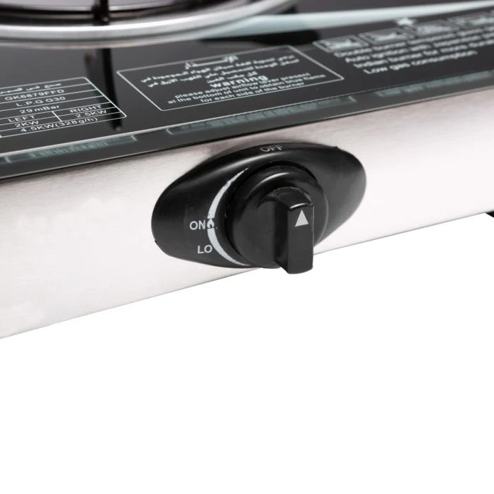 Geepas GK6879 Stainless Steel Gas Cooker | 2  Burners | Auto Piezo Ignition | Flame Failure Safety  | 5.4KW Power |Low Gas Consumption | Save 60% Energy |2 Years Warranty - Image 7
