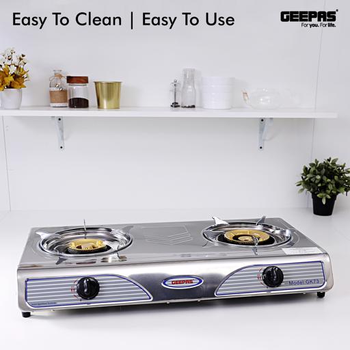 Geepas GK73 Stainless Steel Gas Stove | Powerful 7KW Double Burner | Auto Ignition for Easy Use |Durable Design with High Efficiency Cooking Performance |2 Years Warranty - Image 4