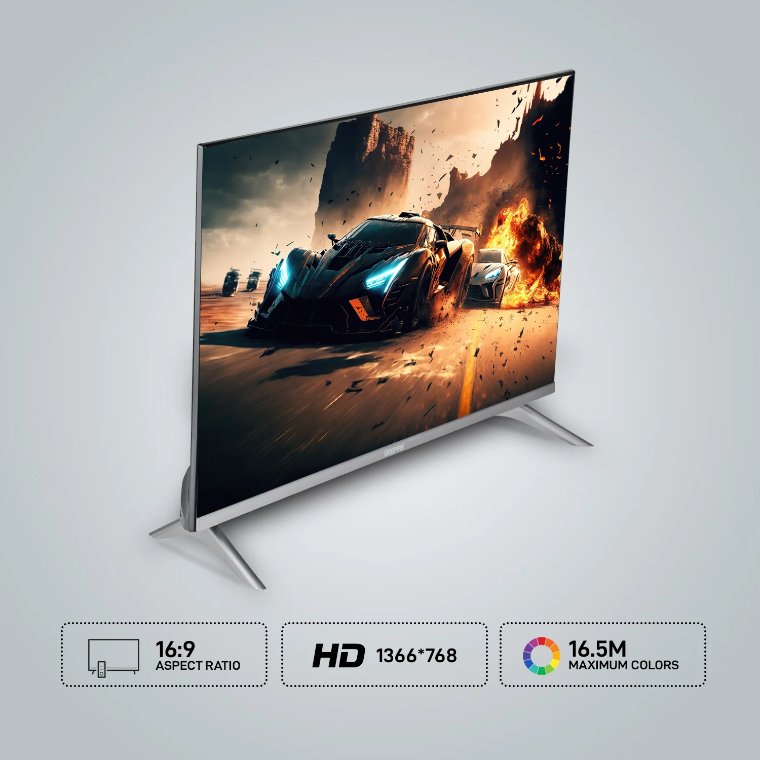 Geepas GLED3201EHD 32-Inch HD Ready LED TV | Frameless Design with Mat Silver Finish| HQ Sound | HDMI & USB Connectivity |  176° Wide Viewing Angle | Slim Design - Image 2
