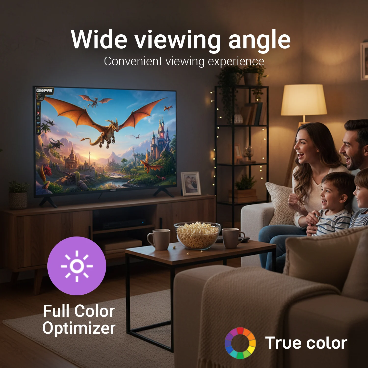 Geepas GLED4328SXHD 43-Inch Full HD Smart LED TV | Frameless Design| HDMI & USB Connectivity| HQ Sound| Android OS| 178° Viewing Angle| Slim LED| 2x8W Audio Output - Image 5
