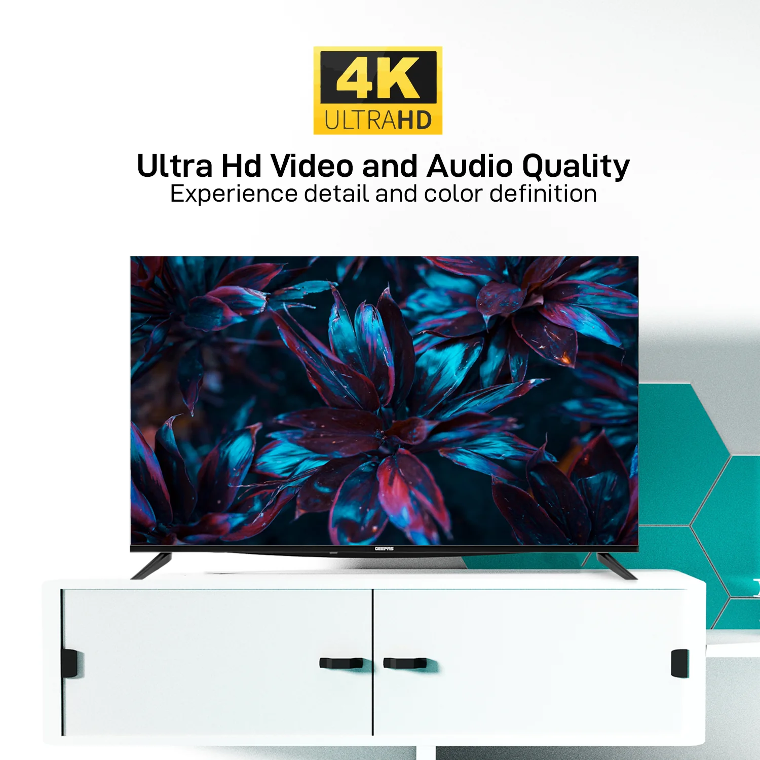 Geepas GLED5006SGXHD 50-Inch Ultra HD 4K Google Smart LED TV | Android OS, Dolby Audio| Voice Remote| HDR10 Display| Wi-Fi| HDMI & USB Connectivity| Slim Bezel Design - Image 6