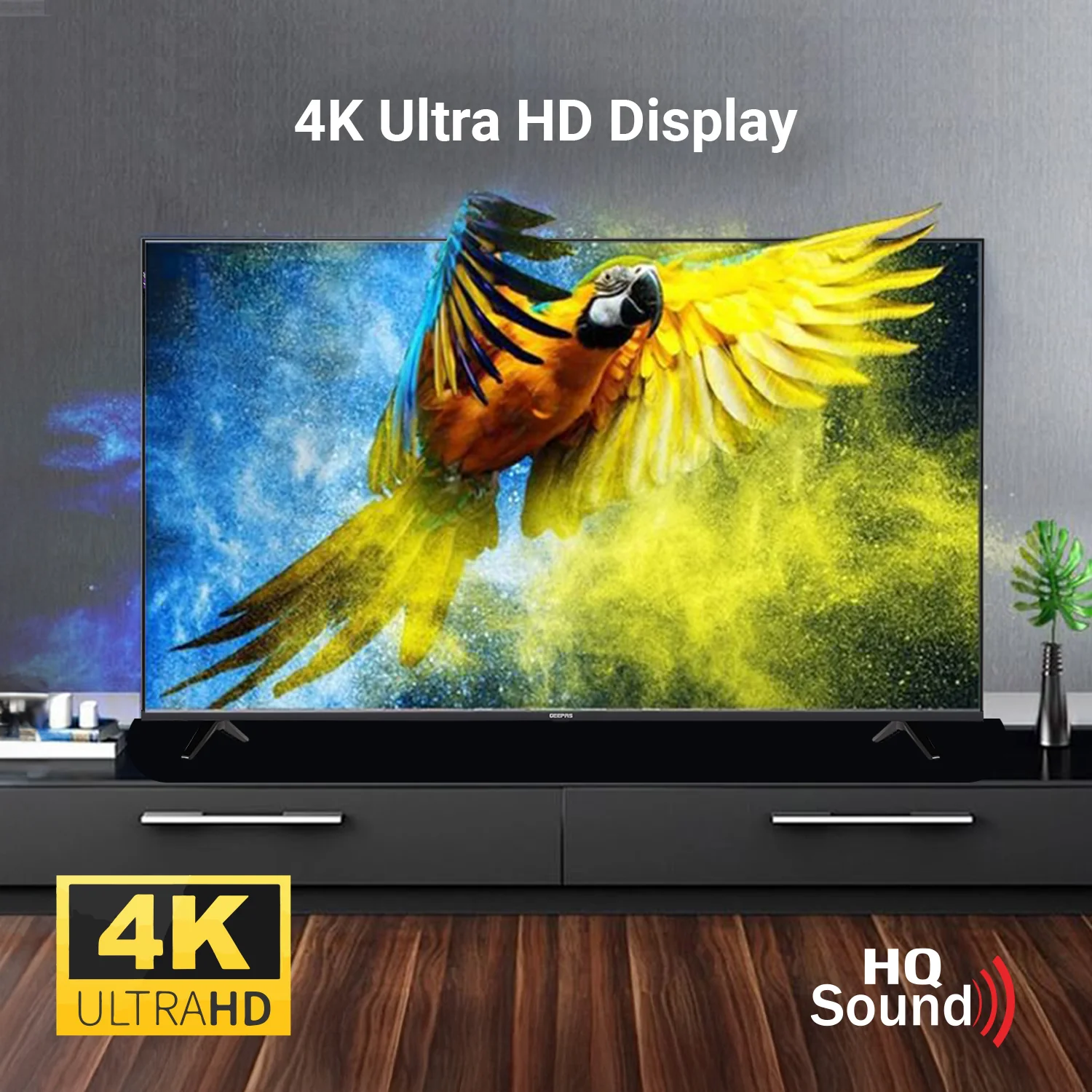 Geepas GLED5023SXUHD 50 Inch Ultra HD Smart LED TV | 4K UHD Display| Frameless Slim Design| HDR, HDMI & USB Connectivity| Smart Apps| HQ Sound | 2x8W Audio Output - Image 3