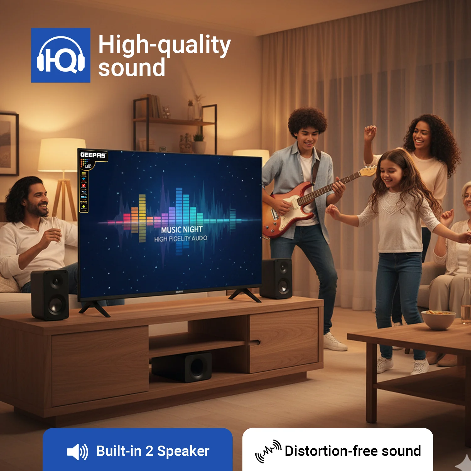 Geepas GLED5023SXUHD 50 Inch Ultra HD Smart LED TV | 4K UHD Display| Frameless Slim Design| HDR, HDMI & USB Connectivity| Smart Apps| HQ Sound | 2x8W Audio Output - Image 5