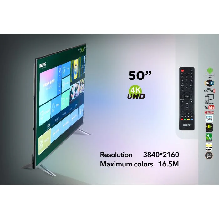 Geepas GLED5028SEFHD 50-Inch Full HD Smart LED TV | Android 9.0 OS | Borderless Design | Built-in Wi-Fi, HDMI & USB Ports | 1GB RAM | Sense of Sound | 1-Year Warranty - Image 6