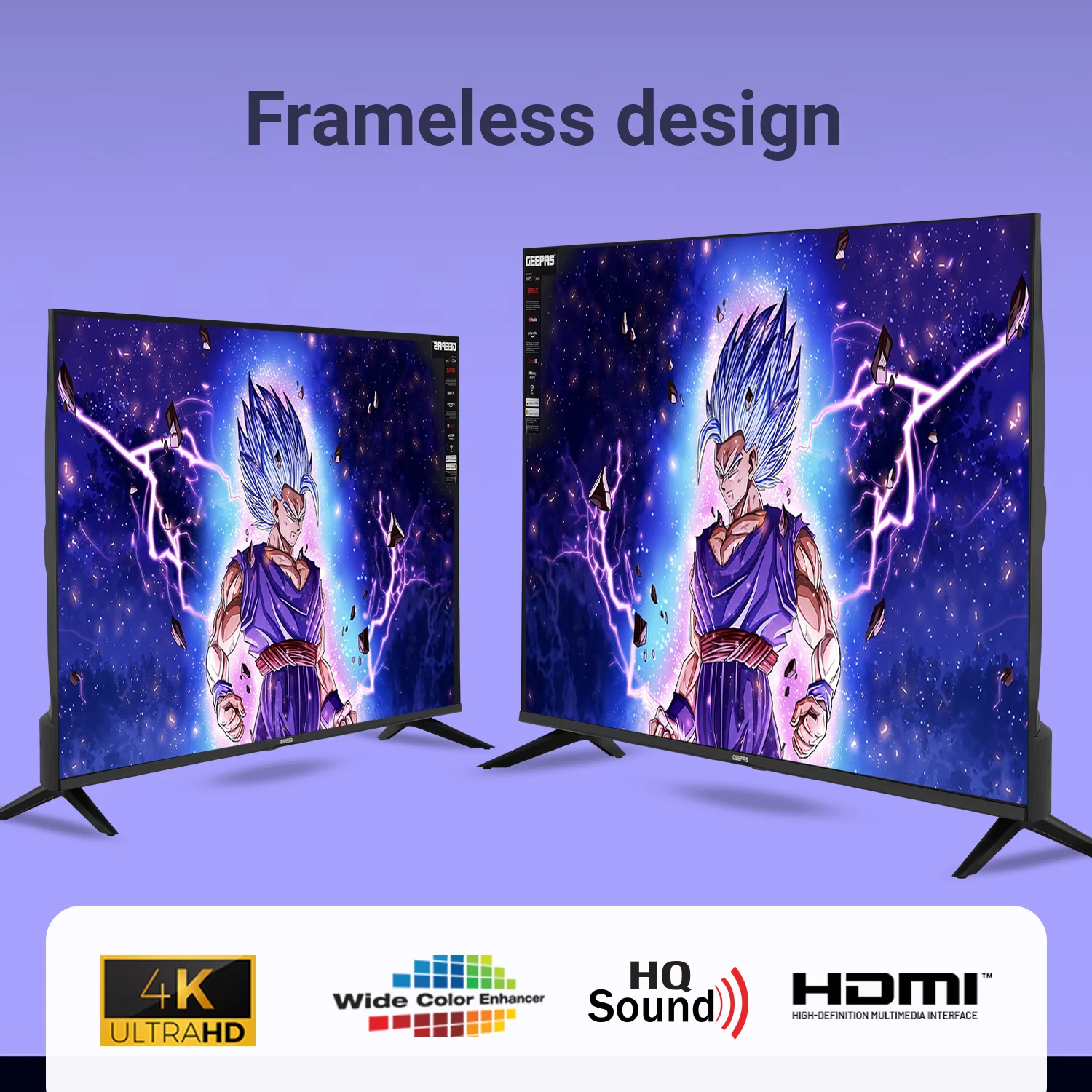 Geepas GLED5040TSUHD 50-Inch Ultra HD 4K Smart LED TV | WebOS Hub|  Frameless Design|  HDMI & USB Connectivity| Dolby HQ Sound|  Full Color Optimizer|  Apple AirPlay - Image 3