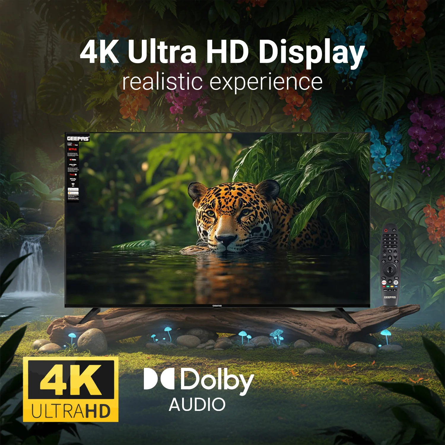Geepas GLED5040TSUHD 50-Inch Ultra HD 4K Smart LED TV | WebOS Hub|  Frameless Design|  HDMI & USB Connectivity| Dolby HQ Sound|  Full Color Optimizer|  Apple AirPlay - Image 5