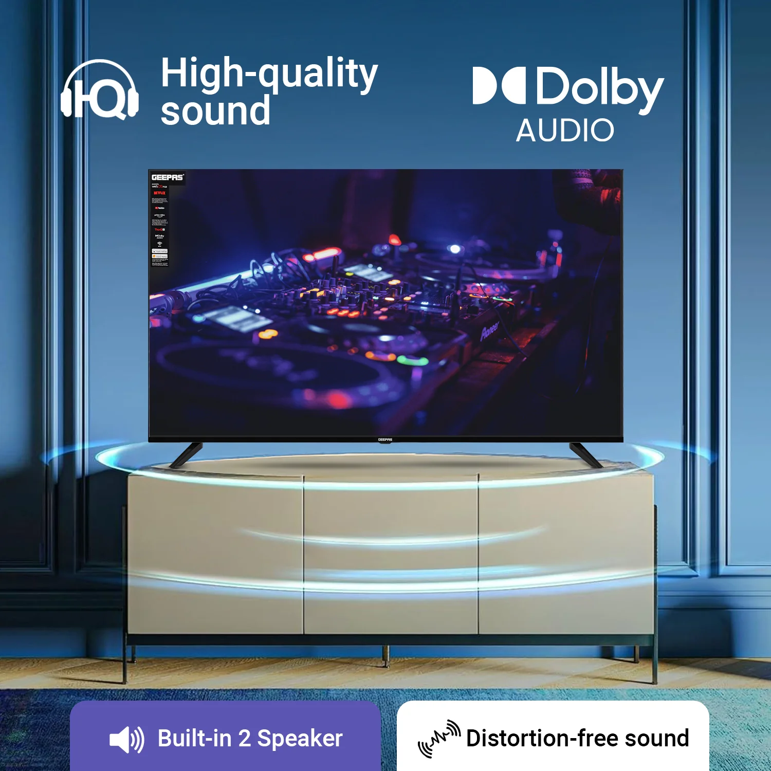Geepas GLED5040TSUHD 50-Inch Ultra HD 4K Smart LED TV | WebOS Hub|  Frameless Design|  HDMI & USB Connectivity| Dolby HQ Sound|  Full Color Optimizer|  Apple AirPlay - Image 7