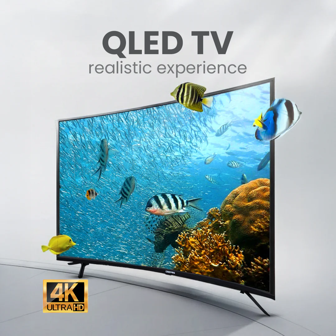 Geepas GLED5505GTQLD 55 Inch 4K Ultra HD QLED Smart Google TV |   Dolby Audio |  Built-in Chromecast |  3840x2160 Resolution |  HDMI & USB Ports |  Voice Remote - Image 3