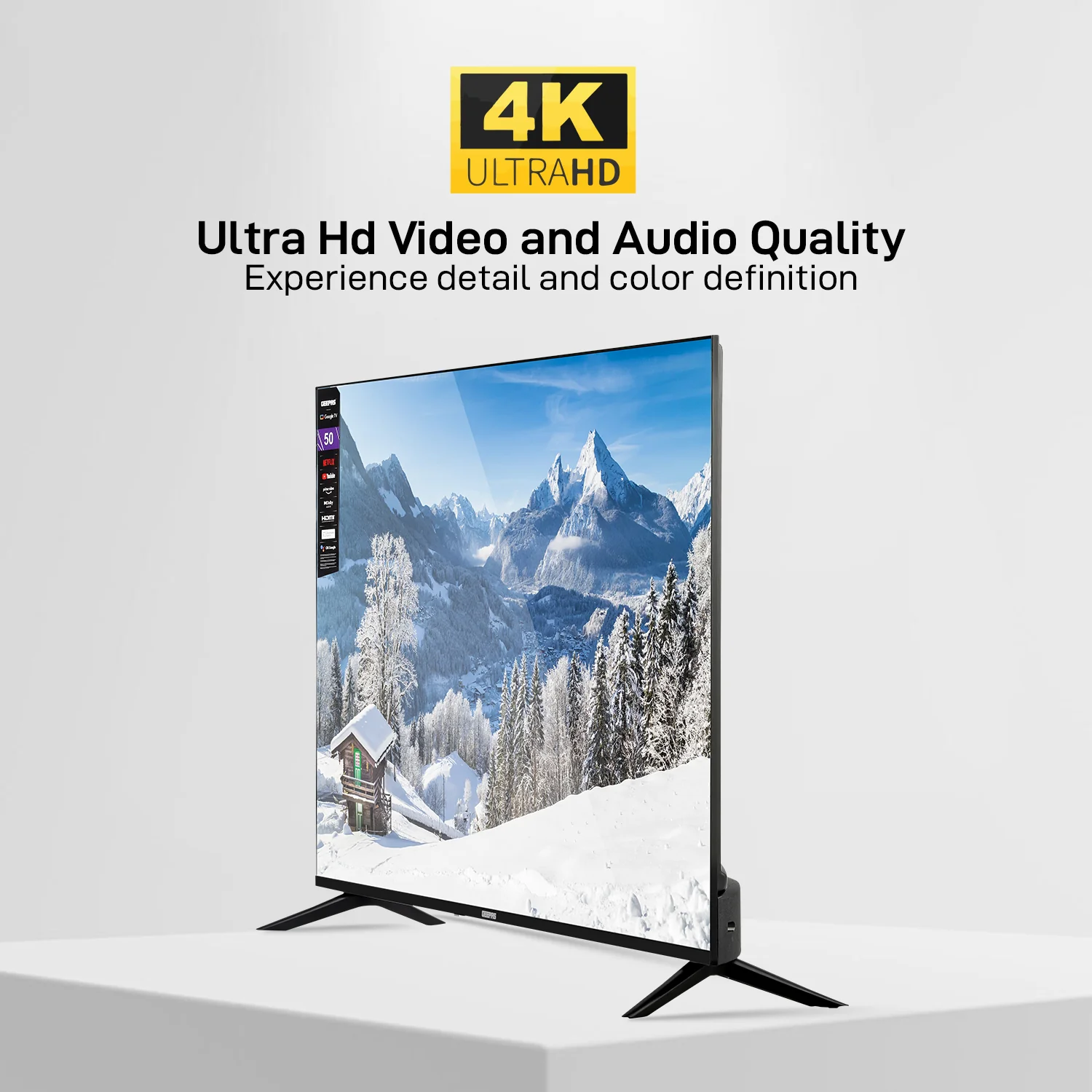 Geepas GLED5506SGXHD 55 Inch 4K Ultra HD Google TV | Smart LED Television with Chromecast Built-in| Dolby Audio| Voice Remote Control| HDMI, USB, HDR Display| Wi-Fi - Image 2