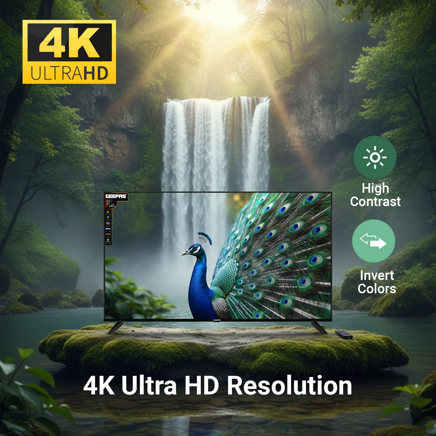Geepas GLED5508SFHD 55-Inch Ultra HD Smart LED TV | 4K UHD Resolution| Frameless Android Design| HDMI & USB Connectivity| HQ Sound| Full Color Optimizer | Slim LED - Image 3