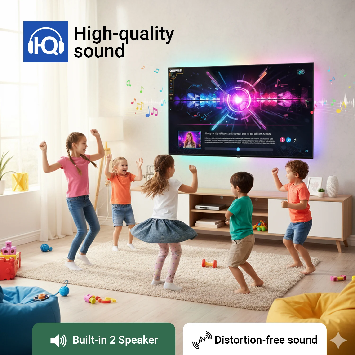 Geepas GLED5508SFHD 55-Inch Ultra HD Smart LED TV | 4K UHD Resolution| Frameless Android Design| HDMI & USB Connectivity| HQ Sound| Full Color Optimizer | Slim LED - Image 6