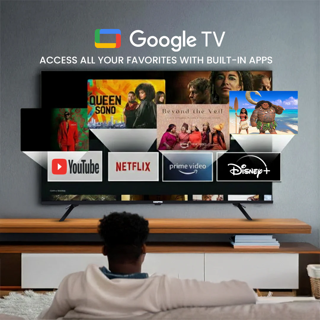 Geepas GLED6565GTQLD 65” 4K Ultra HD QLED Smart TV with Google TV | Dolby Audio & HDR | Built-in Chromecast | 3 HDMI, 2 USB, DVB-T2/S2, Voice Remote & Wall Mount - Image 4