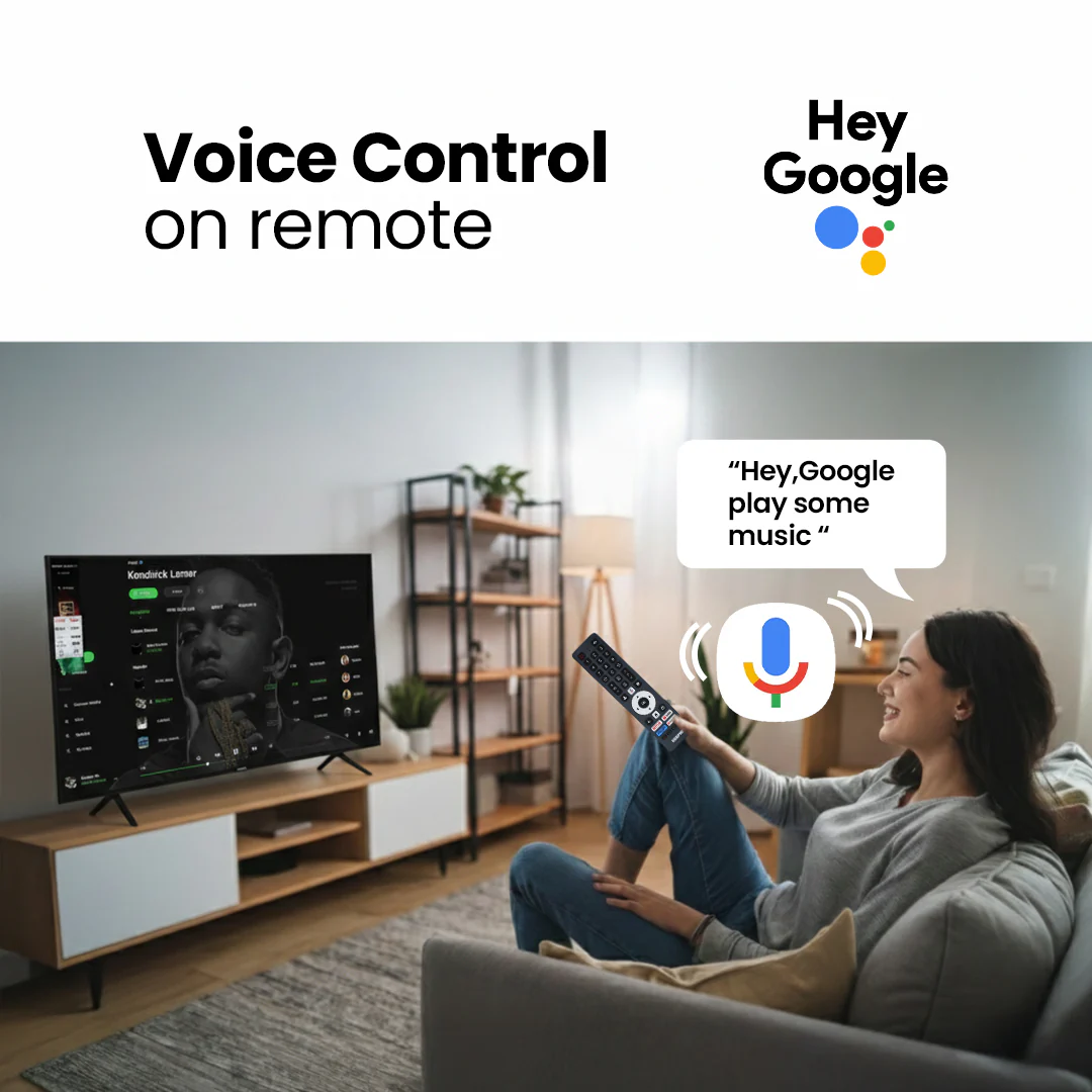 Geepas GLED7535GTQLD 75” 4K Ultra HD QLED Smart TV |  Google TV |  Dolby Audio & HDR |  Built-in Chromecast |  Voice Remote |  3 HDMI, 2 USB,  WiFi  &  Bluetooth - Image 6