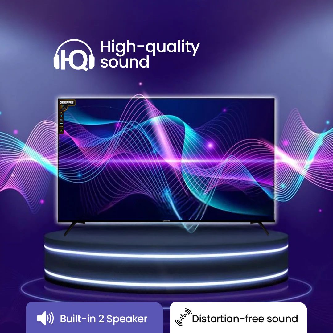 Geepas GLED9017CQLED 90” Ultra HD QLED Smart TV |Android 14 | Frameless Design | Full Color Optimizer | 3 HDMI, 2 USB, 300cd/m² Brightness | Energy Saving Technology - Image 4