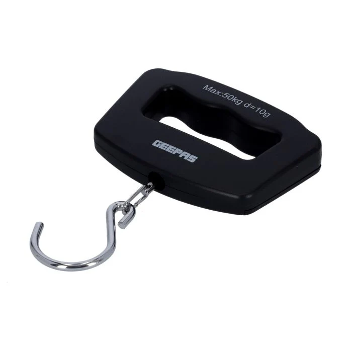 Geepas GLS46509 Digital Luggage Scale | 50kg/110lb Capacity| LCD Display with Blue Backlight| Easy Storage ABS Body| Metal Hook & AAA Battery Operated | 2 Years Warranty