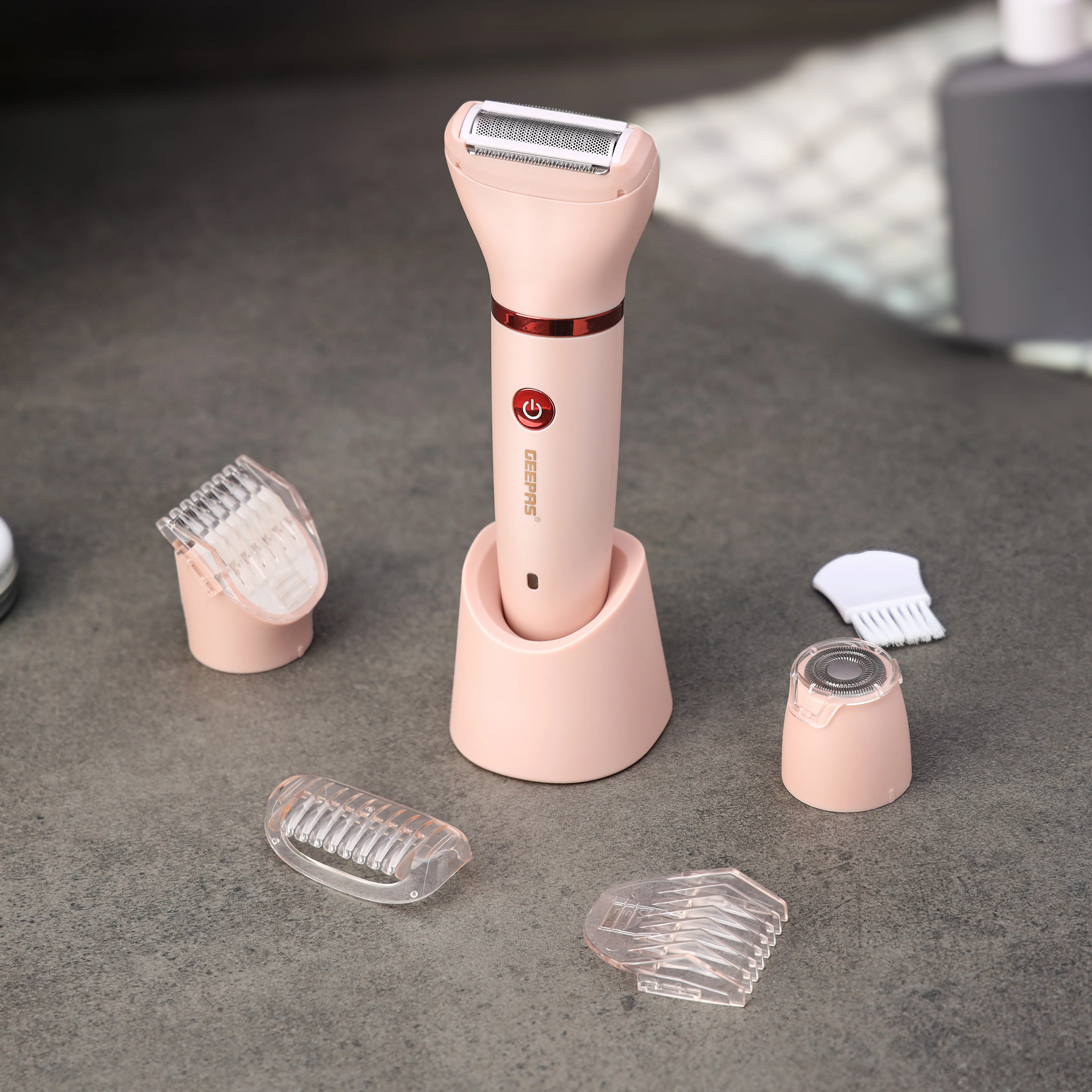 Geepas 3-in-1 Waterproof Lady Shaver Set GLS57521UK | IPX6 Waterproof, LED Indicator | Cord & Cordless Use | 3 Heads, 2 Combs | Ideal for Home & Salon | 2-Year Warranty - Image 2