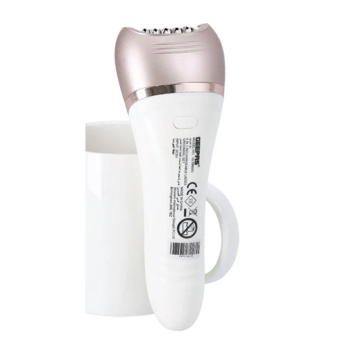 Geepas GLS86053 4-in-1 Rechargeable Ladies Grooming Set | Epilator, Shaver, Cleaning Brush & Massage Head| 1400mAh Battery| LED Indicator|  45-Minute Working Time - Image 3