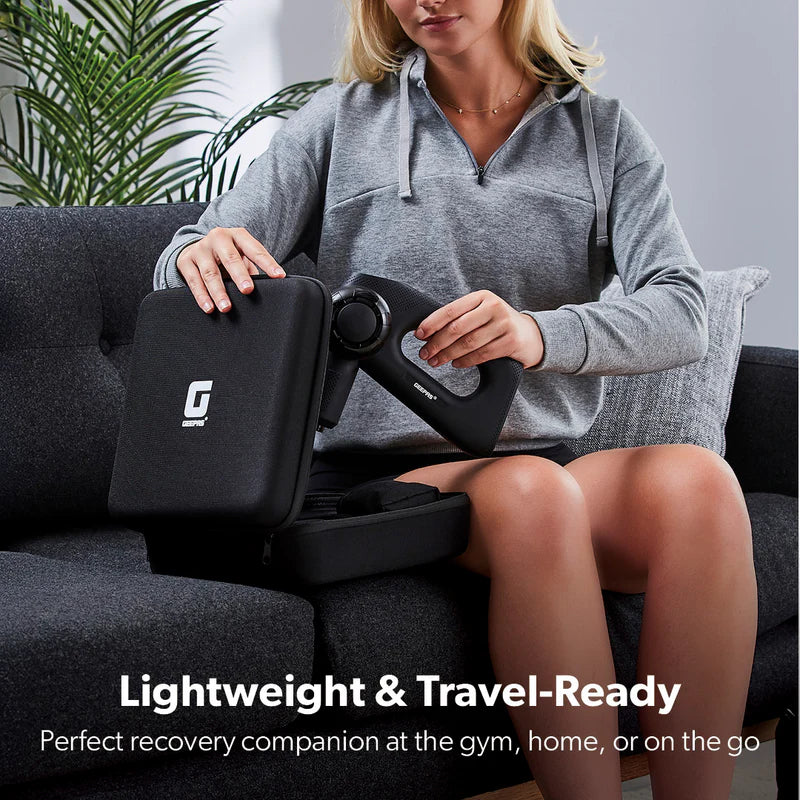 Geepas GM86092UK Rechargeable Powerful Massage Gun | 5 Speed Levels| Brushless Motor| LED Indicators| Folding Design| 4 Massage Heads| Quiet Operation | 2 Years Warranty - Image 4