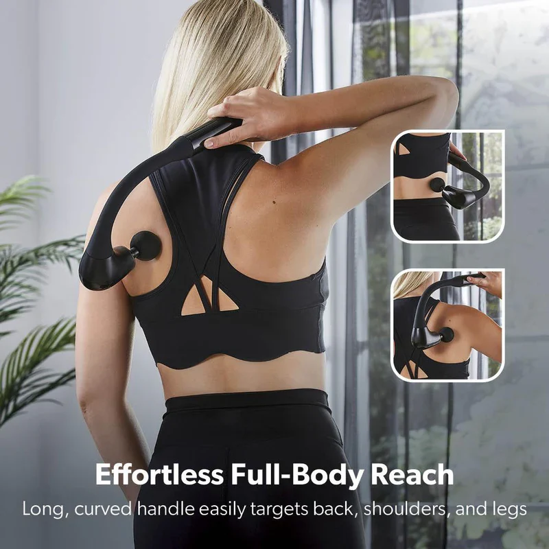 Geepas GM86093UK Curved Long Handle Massage Gun| 5-Speed Brushless Motor Massager with 4 Heads| LED Indicators & 15-Min Timer for Deep Muscle Relaxation| 2 years warranty - Image 3