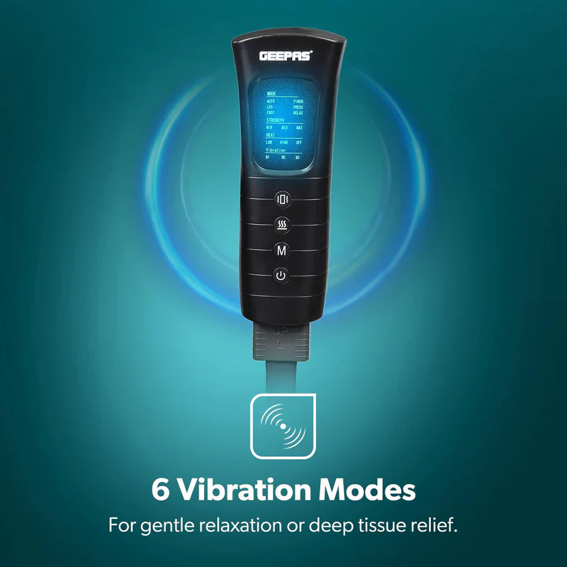 Geepas GM86095UK Foot and Calf Massager | 6 Selectable Modes with Heating & Vibration Function| 3 Adjustable Strength Levels| 2x2 Airbags| Leg Warmers| 2 years Warranty - Image 3
