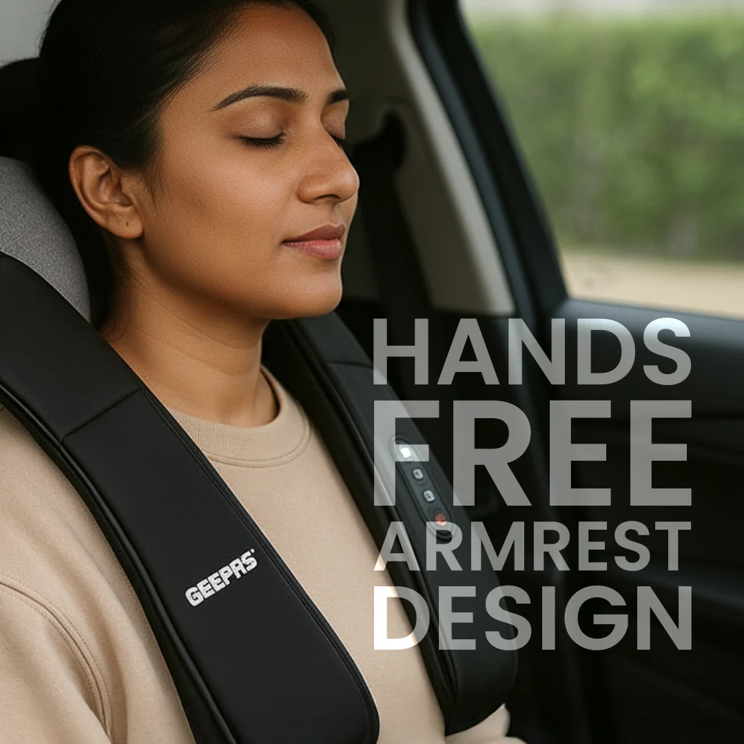 Geepas GM86106 Neck & Shoulder Massager | Shiatsu Massage with Rechargeable Battery, Heat Function, Multi-Speed Settings, Portable & Ergonomic Design for Relaxation - Image 5