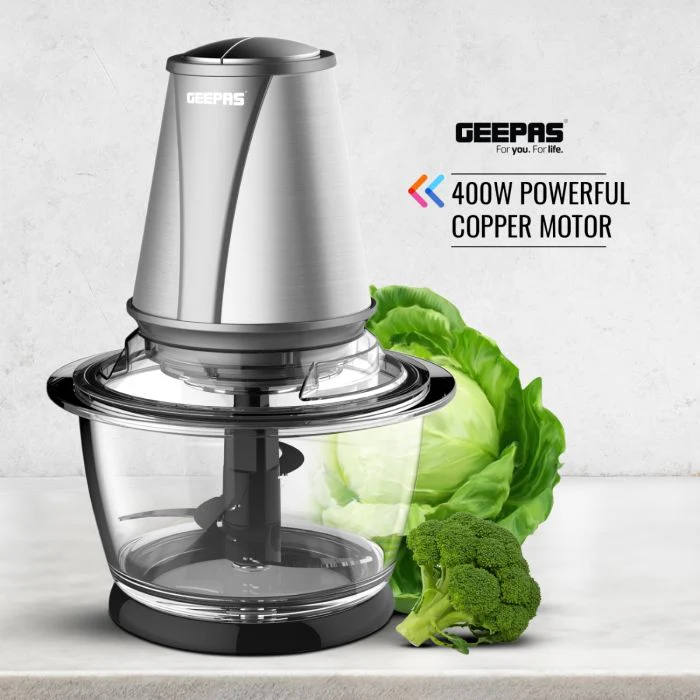 Geepas GMC42014 Multi Chopper | 400W Powerful Motor | 2-Speed Control | 1.2L Durable Glass Bowl | Stainless Steel Blades | Compact Food Processor | 2-Year Warranty - Image 3