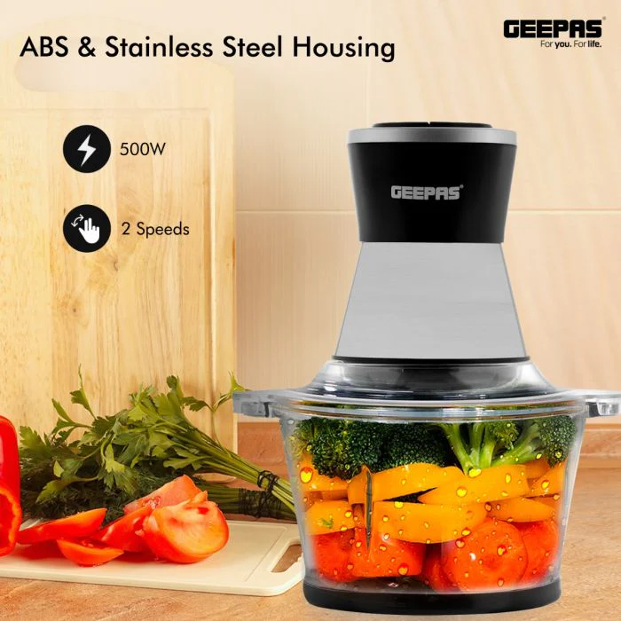 Geepas GMC42021 Multi Chopper | 500W | 2L Large Glass Bowl |Sharp Titanium Blades|  2-Speed Control with Garlic Peeler | Powerful Food Processor | 2-Year Warranty - Image 5