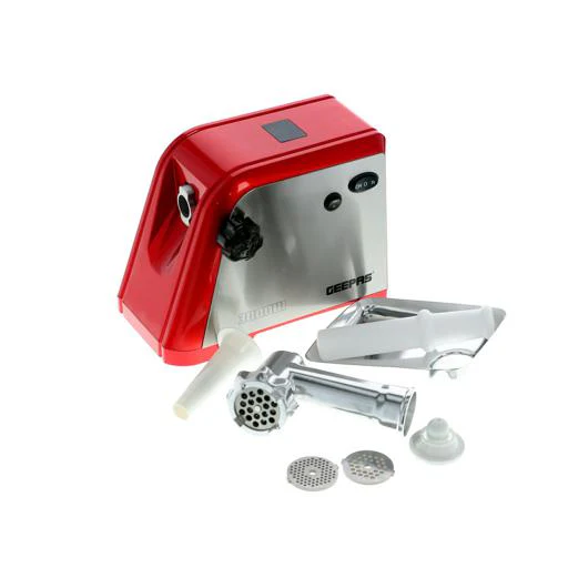 Geepas GMG1910 Stainless Steel Meat Grinder | 1600W | Aluminium Gearbox| Reverse Function| 3 Cutting Plates| Sausage & Kubbe Accessories| Food Pusher| 2 Years Warranty - Image 4