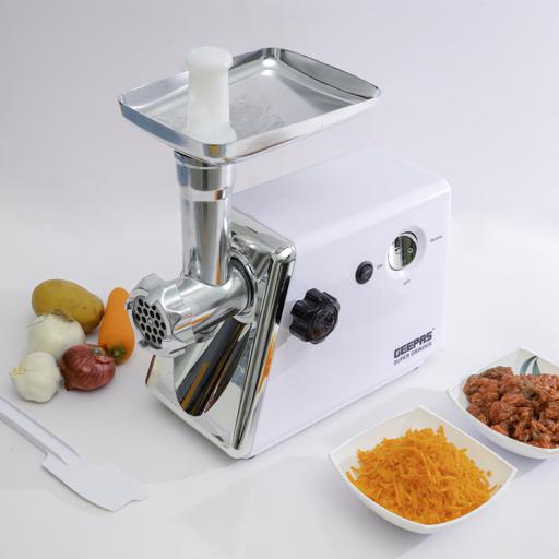Geepas GMG765 8-in-1 Meat Grinder | 1500W Powerful Motor | Reverse Function | 3 Metal Cutting Blade | Meat Mincer, Sausage Grinder | Vegetable & Grater Attachments - Image 2