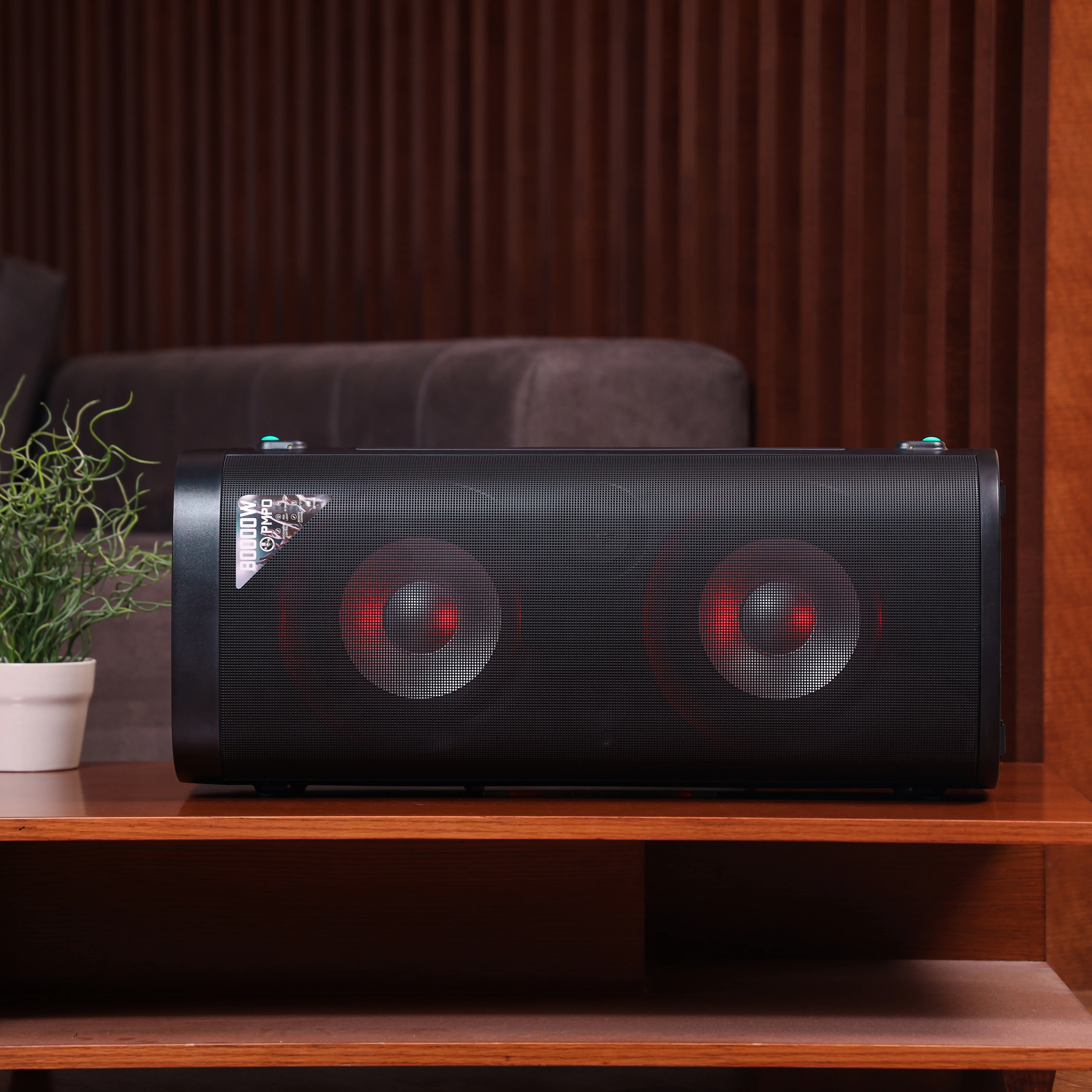 Geepas GMS11160 Rechargeable Professional Speaker with dual 8” woofers| Bluetooth| RGB LED| TWS| FM radio| USB/TF| UHF mic and full karaoke features| 2 Years Warranty - Image 3