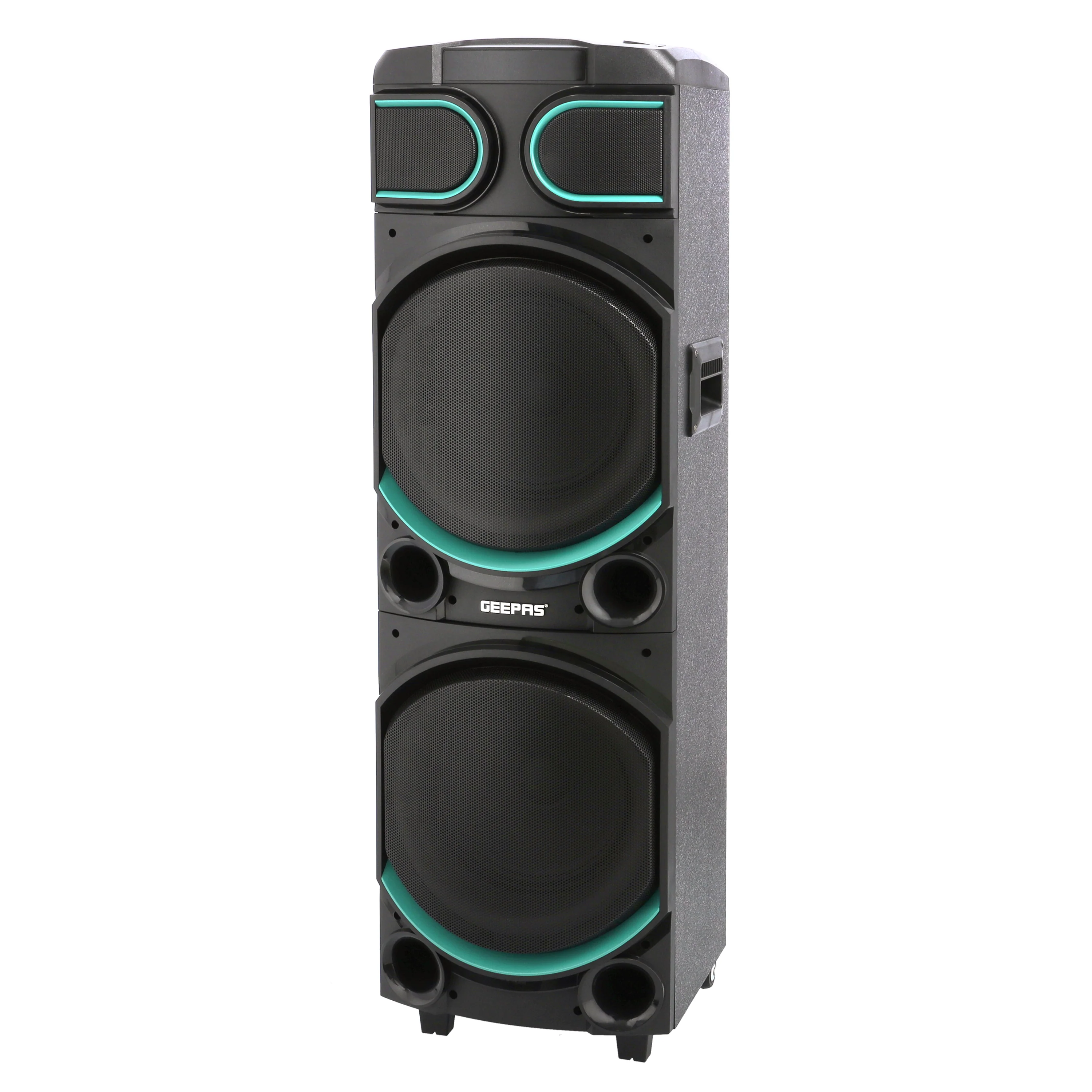 Geepas GMS11170 Rechargeable Professional Speaker | 80000W PMPO| Dual 10” Woofers| Bluetooth| USB/TF, FM, TWS Function, UHF Mic Support| LED Light Modes| 2 Years Warranty - Image 4