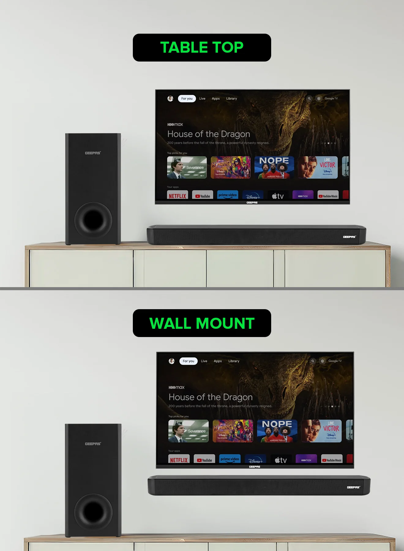 Geepas GMS11173 2.1CH Wireless Sound Bar | 120W Output Power| HDMI ARC| Bluetooth 5.0 + EDR | Optical/Coaxial/USB/AUX Inputs | Wireless 6.5” Subwoofer | 2-Year Warranty - Image 6