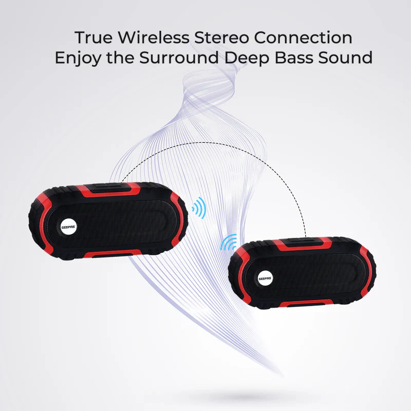 Geepas GMS11180 Rechargeable Bluetooth Speaker | Dual Stereo Speakers| Bluetooth 5.0+EDR| TWS Pairing| Hands-Free Calling| USB/TF/AUX/FM| 1200mAh Battery| 2-Year Warranty - Image 5