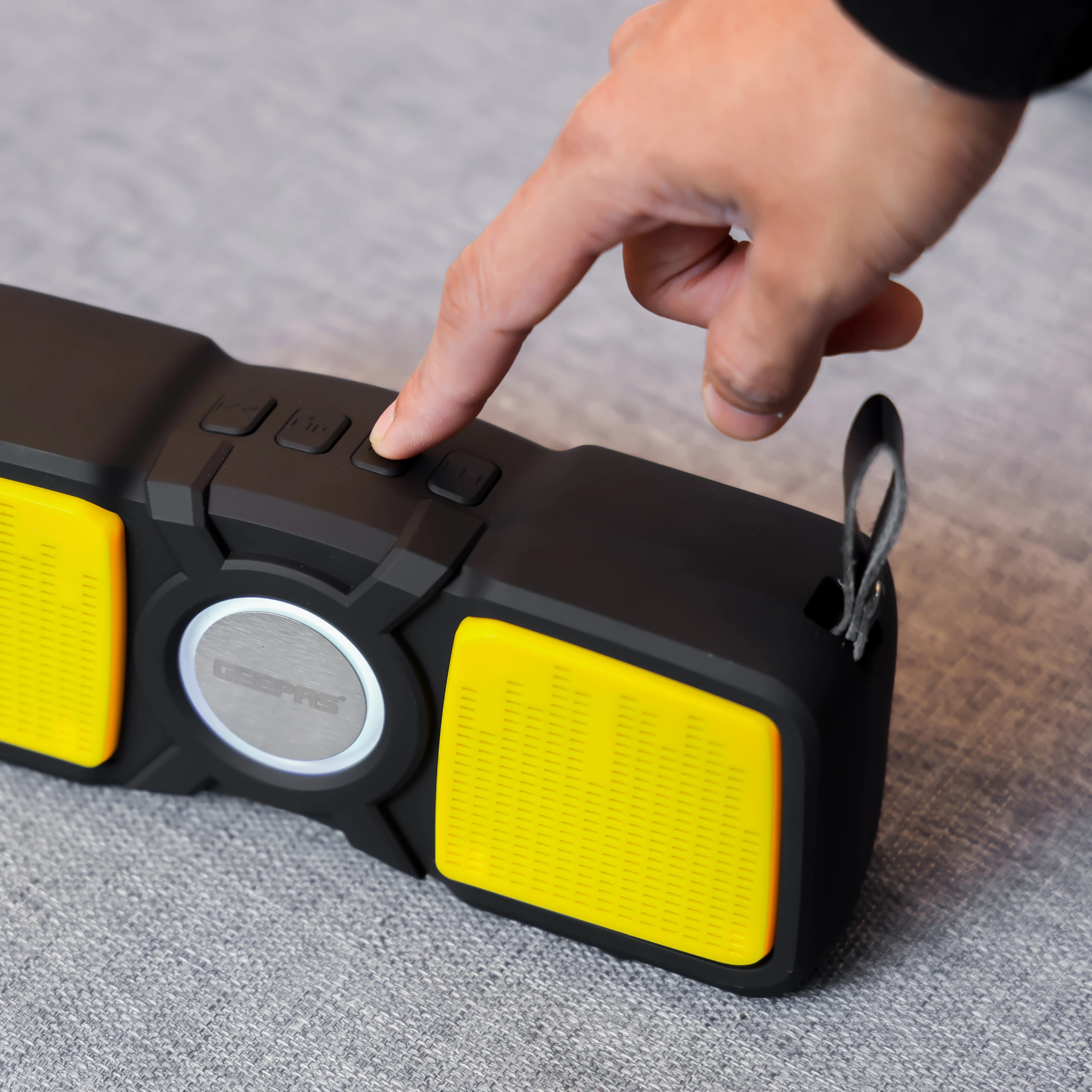 Geepas GMS11183 Rechargeable Bluetooth Speaker | TWS Connection| USB/TF/FM/AUX Input | 1200mAh Built-in Battery| Pulse LED Light| Hands-Free Calling | 2-Year Warranty - Image 5