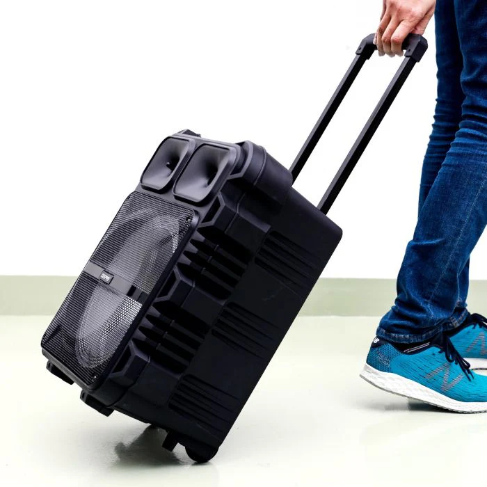 Geepas GMS11190 Rechargeable Trolley Speaker | Powerful 12” Woofer|  Wireless Microphone|  Bluetooth|  USB/TF Card|  FM Radio|  35000W PMPO Output|  2 Years Warranty - Image 3