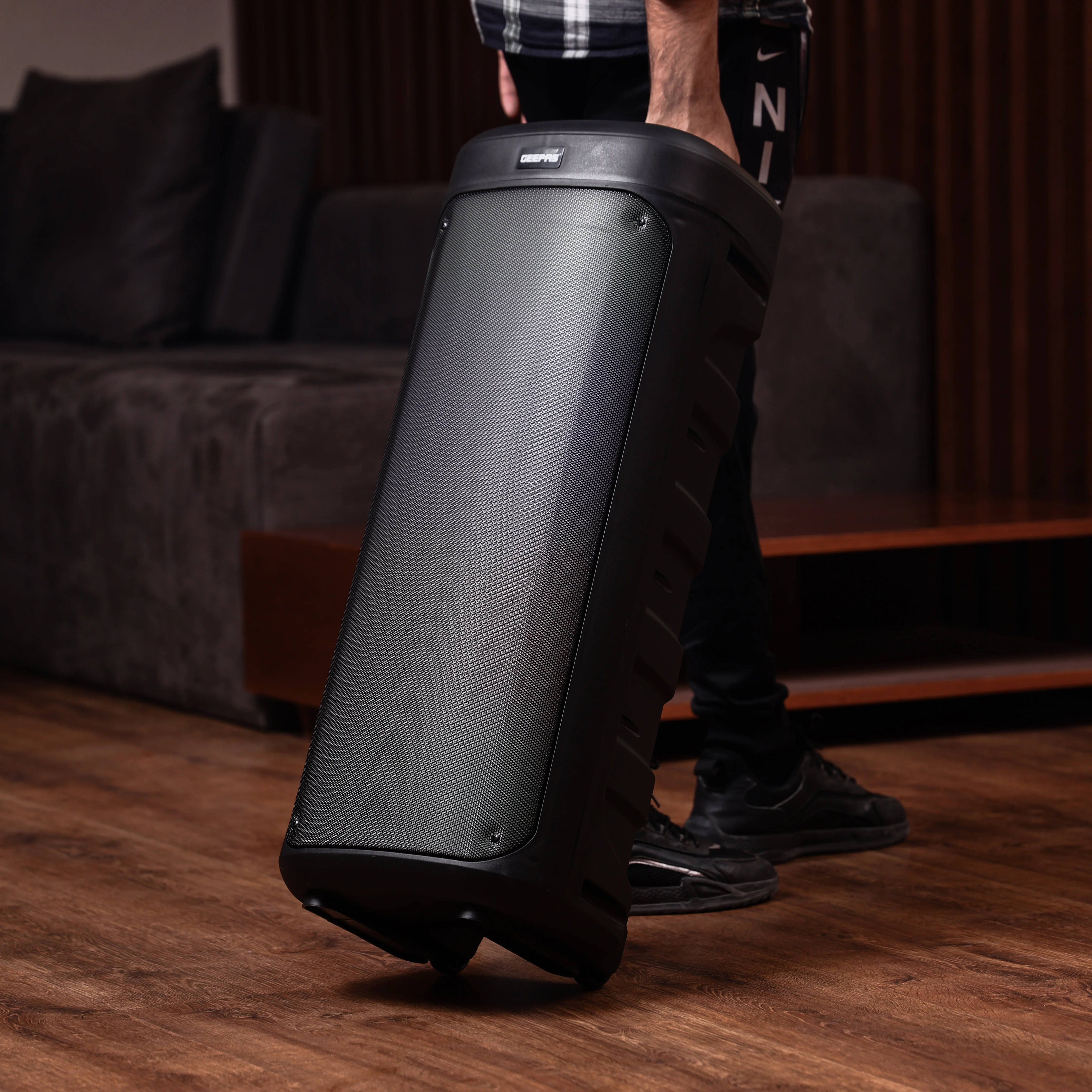 Geepas GMS11194 Rechargeable Portable Speaker | Powerful 30000W PMPO Output| Dynamic RGB Flame Lights| Bluetooth| USB/TF/FM Support| Wireless Microphone| 2 Years Warranty - Image 5