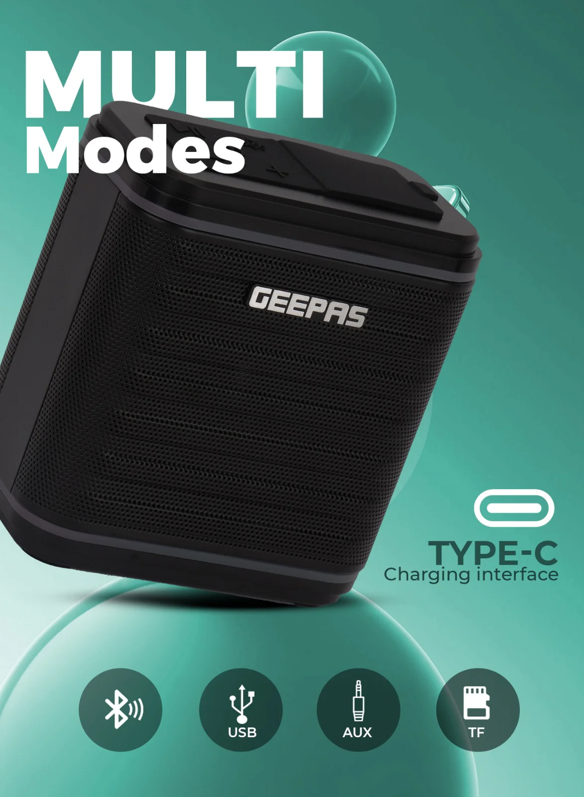 Geepas GMS11200 Bluetooth Speaker | 1800mAh Rechargeable Battery | Up to 6 Hours Playback Time | Multi-Connectivity Support | Portable Wireless Music Sound System - Image 5