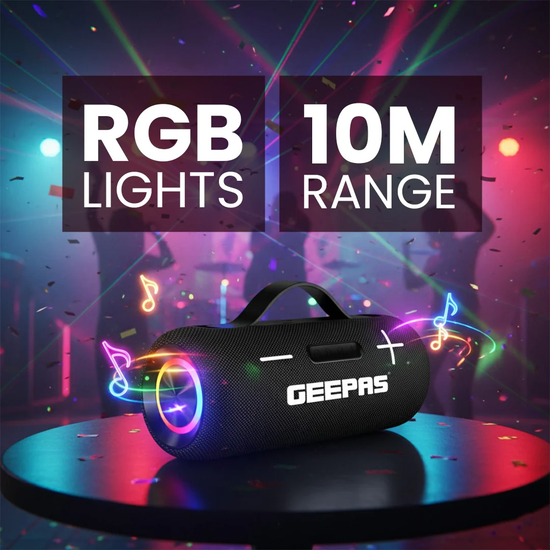 Geepas GMS11201 Water Resistant Bluetooth Speaker | Portable Wireless Design with Long Battery Life, 10m Bluetooth Range, Powerful Sound, Built-in Mic & Easy Connectivity - Image 3